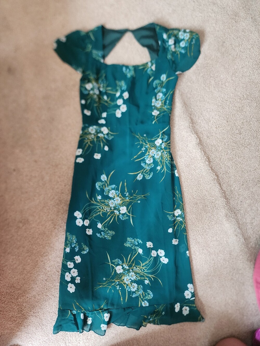 Womens' Teal Floral Midi Dress